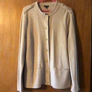 Talbots Merino wool sweater with gold buttons
